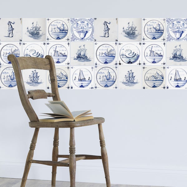 Fliesensticker, Stickerfliesen Maritim, selbstklebend, bedruckt, ideal für Badezimmer und Küche im 12 Stück a 15x15cm_TS0361