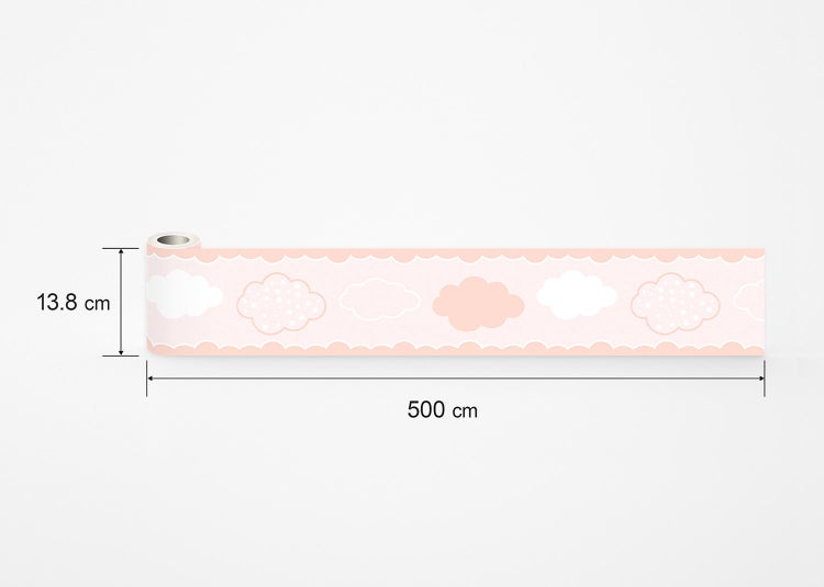 Tapetenbordüre mit Wolkenmuster, Breite 13,8 Zentimeter, Länge 500 Zentimeter.