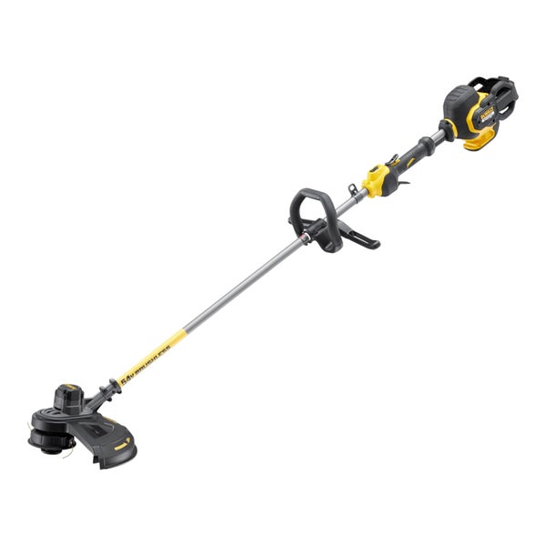 DeWalt Akku-Rasentrimmer 54 Volt bürstenlos mit Rundumgriff und geradem Schaft.