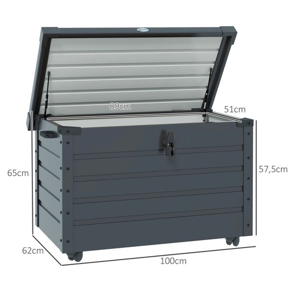 Gartenbox 100cm x 62cm x 65cm, Stahl Dunkelgrau