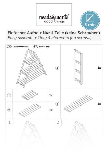 needs&wants® Großer Pflanzenständer Blumenständer Pflanzenregal Blumentreppe Blumenregal XL aus Holz wetterfest für Outdoor Indoor Balkon Garten draußen innen Wand, 115 x 37 x 123 cm hoch, braun