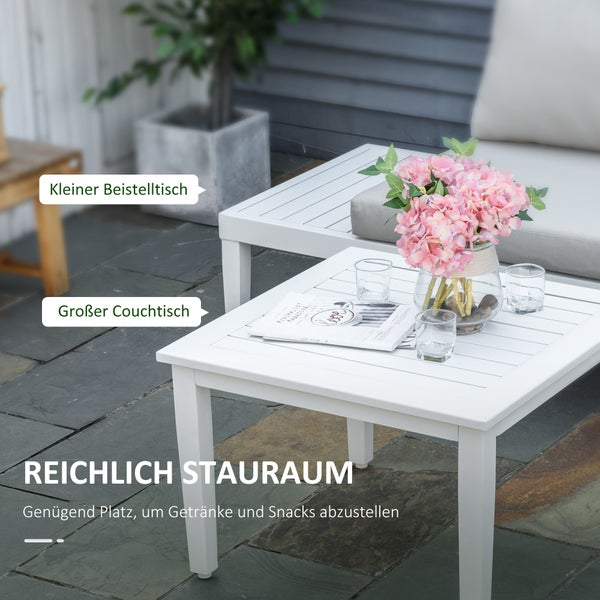 Outsunny 3 tlg. Gartenmöbel-Set, 173L x 77B x 71H cm, Aluminium, Polyester, Schaumstoff, beige