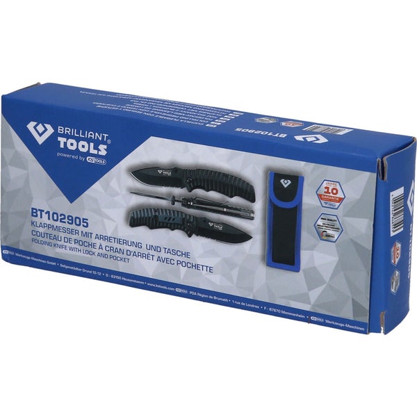 BRILLIANT TOOLS Klappmesser mit Arretierung  und Tasche - BT102905