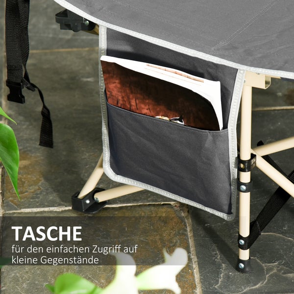 Outsunny Feldbett mit Aufbewahrungstasche, Faltbares Campingbett, Campingliege, Inkl. Tragetasche, Stahl Oxford, Grau, 190 x 68 x 52 cm