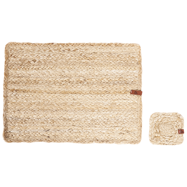 Tischset mit Untersetzern 12-teilig QUANDONG Naturfarben Jute