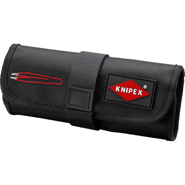 Schwarze Werkzeugrolle aus strapazierfähigem Gewebe mit Knipex Logo.