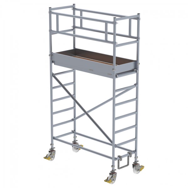 Rollgerüst mit integrierter Werkzeugablage für den flexiblen Einsatz.