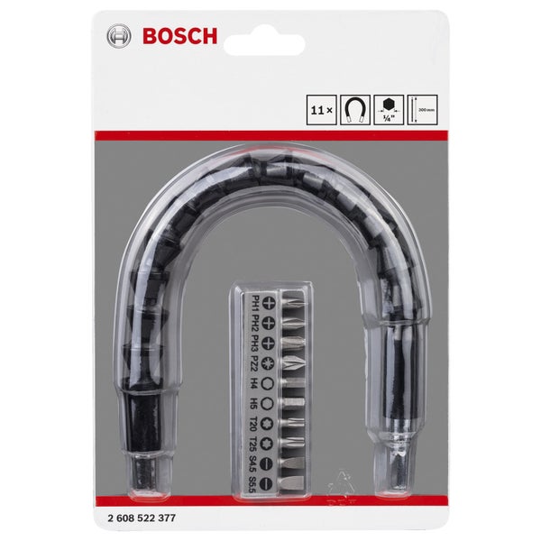 Bosch Logo. Schrauberbit-Satz mit flexiblem Schaft und elf Bits
