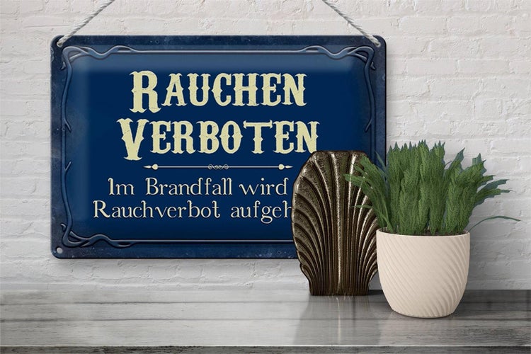 Blechschild Hinweis 30x20cm Rauchen verboten Im Brandfall