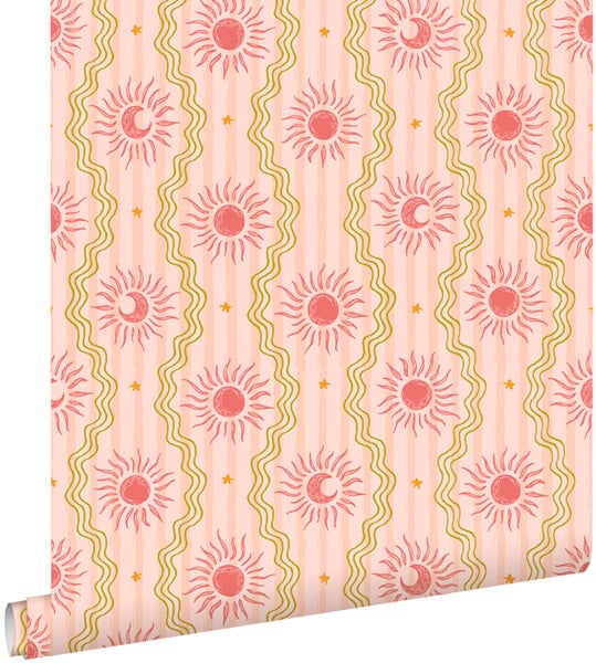 Tapetenrolle mit Sonnen-, Mond- und Sternmuster
