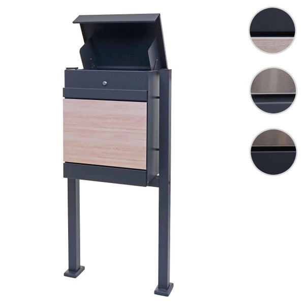 Briefkasten mit Ständer aus Metall und Holz