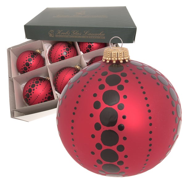 Kugeln Dot Christmas, Rot Satin, 8cm, 6 Stck., Weihnachtsbaumkugeln, Christbaumschmuck, Weihnachtsbaumanhänger