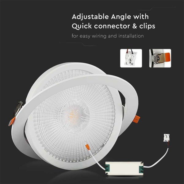 V-TAC VT-2-30-N - LED-Downlights - PRO Adjustable Downlight - Samsung - IP20 - 30 Watt - 2920