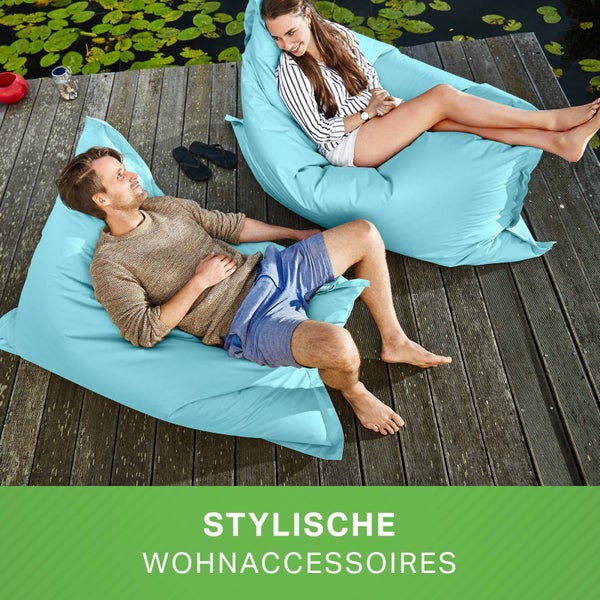 Green Bean Sitzsack XXL 140x180cm 380 Liter Kinder & Erwachsene Bean Bag EPS Perlen Füllung Riesensitzsack Groß Draußen Outdoor Liegekissen Waschbar Wetterfest Lounge Sitzkissen Bodenkissen Aquamarin