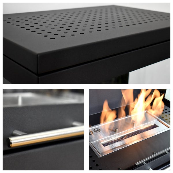 GLOW FIRE Ethanol Kamin 'Trosa' | Ethanolofen in schwarz mit 6 Std. Brenndauer und 2 KW Heizleistung | HxBxT: 81 x 60 x 40 cm