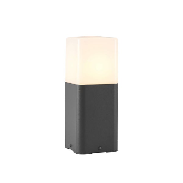 Lucande Außenleuchte Obuna (spritzwassergeschützt (Modern) in Schwarz aus Aluminium (1 flammig, E27) - Wegeleuchte Pollerleuchte Wegelampe Sockelleuchte