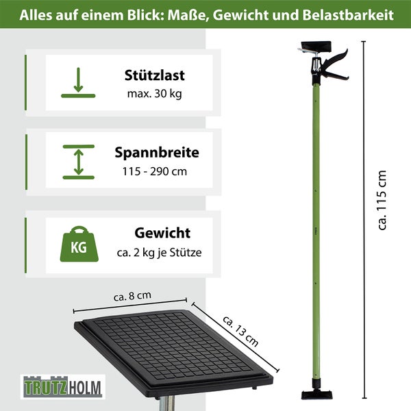 4x Deckenstütze Einhandstütze Montagestütze Teleskopstütze 115-290cm 45° Winkel rutschfest