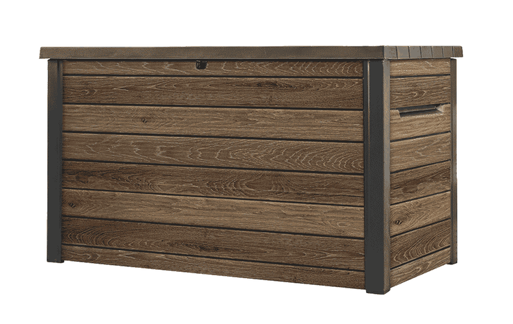 Keter Signature 870L Aufbewahrungsbox in edlem Walnuss-Design - Ihre geräumige Outdoor-Lösung