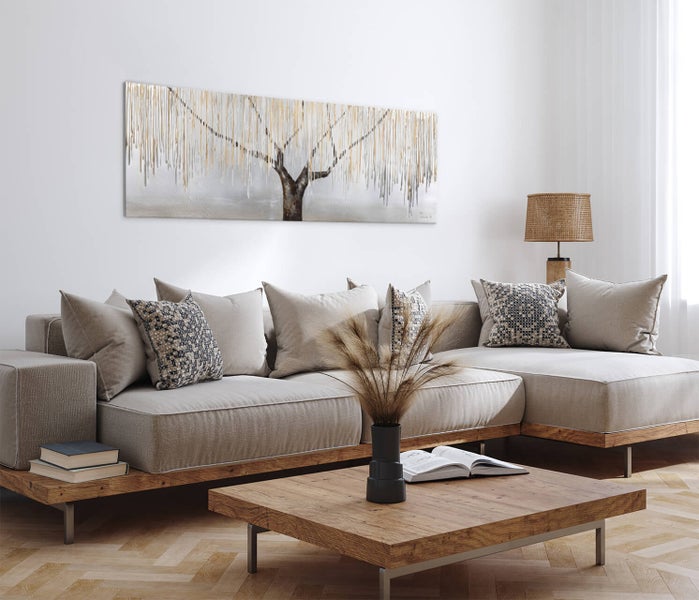 Handgemaltes Gemälde Acrylfarbe 150x50cm Beige