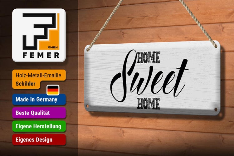 Blechschild Spruch Home Sweet Home 27x10cm Dekoration