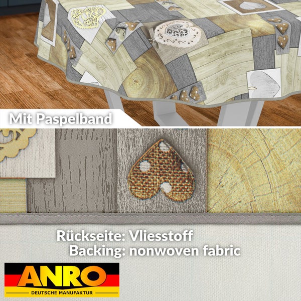Tischdecke mit Herzdesign und Paspelband