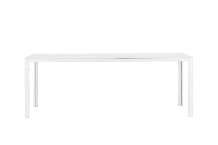 Weißer Gartentisch mit Metallgestell