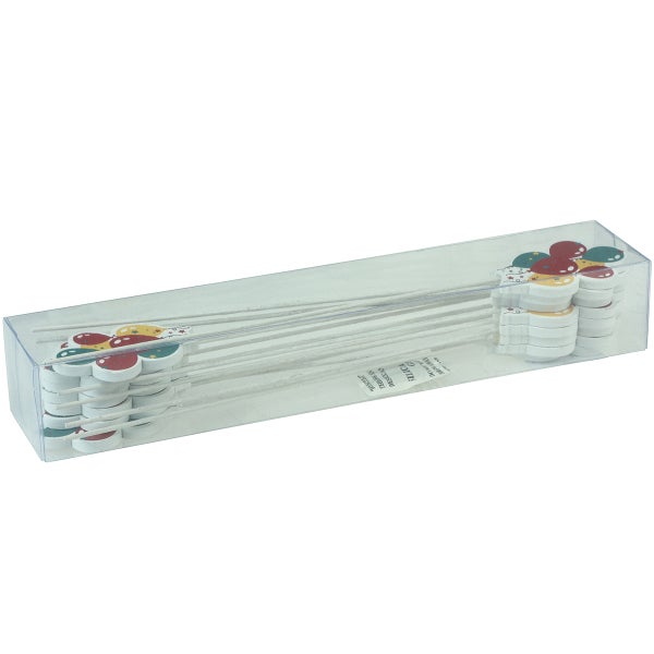 Dekorationsstäbe im durchsichtigen Behälter