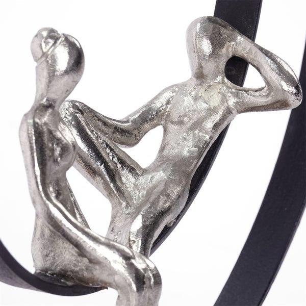 Skulptur Date Mangoholz, Metall silber-natur