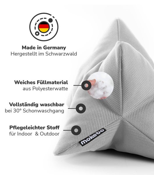 mokebo Nackenkissen mit Stoffbezug 'Der Leseknochen', Lesekissen oder Stützkissen in Grau