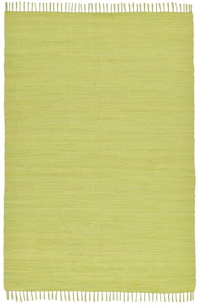 Handgewebter Fleckerlteppich aus Baumwolle Chindi Grün 90x160 cm