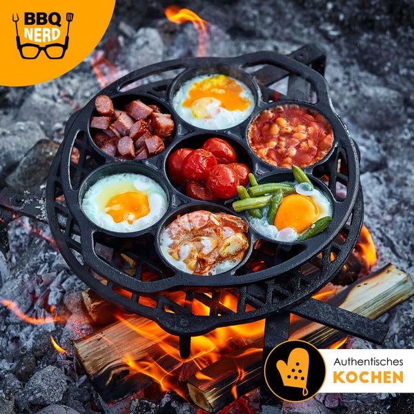 BBQ Nerd 6er Muffinbackform aus Gusseisen | Cupcake Pan für Grill, Ofen & Dutch Oven | Antihaft Muffinförmchen - Gusseiserne Muffinform mit Henkel