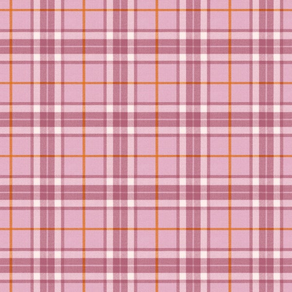 Textil mit Karomuster in Rosa und Orange.
