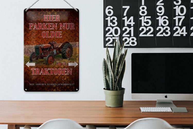 Blechschild Spruch 20x30cm hier parken nur oldie Traktoren