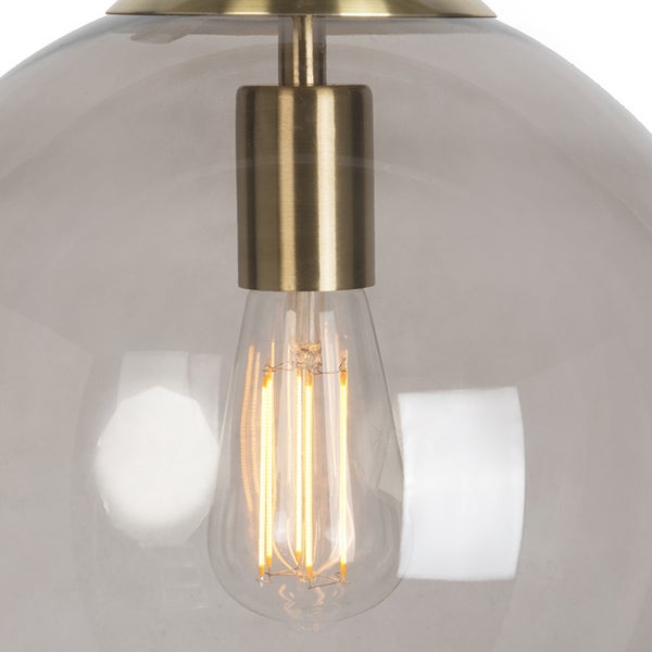 Moderne Hängelampe aus Messing mit Rauchglas 30 cm - Ball