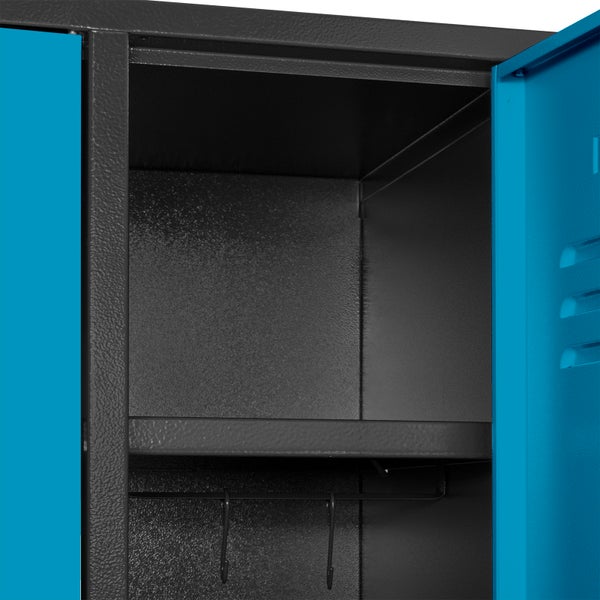PROREGAL Garderobenschrank Ermine mit 3 Türen | HxBxT 178x89x50cm | Anthrazitgrau/Lichtblau | Spind, Aufbewahrungsspind, Arbeitsschrank