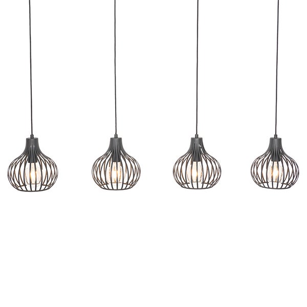 Vierflammige Pendelleuchte mit Käfigschirm