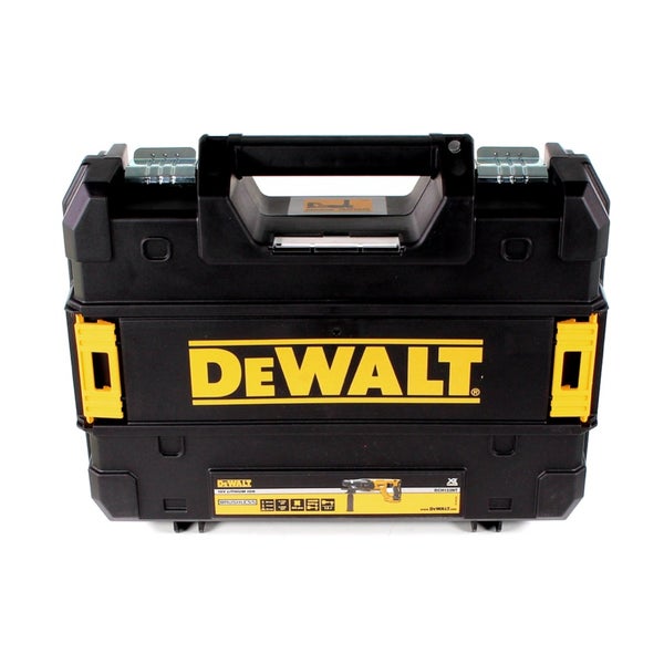 DeWalt Werkzeugkoffer aus robustem Kunststoff mit Tragegriff und DeWalt Logo.