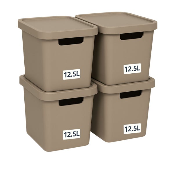 Vier Aufbewahrungsboxen mit Deckel, je 12,5 Liter Fassungsvermögen