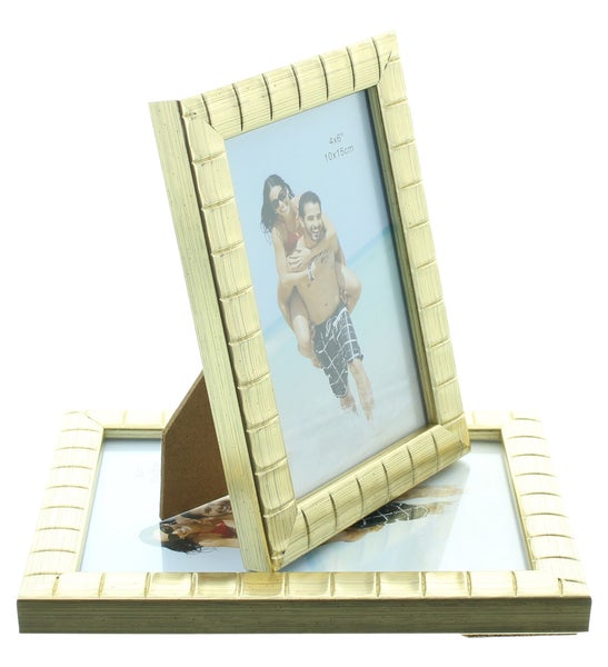 FRANK FLECHTWAREN | Bilderrahmen Gold, 4er Set, KUNSTSTOFF, 13 x 1,5 x 18 cm, 16 x 1,5 x 21 cm