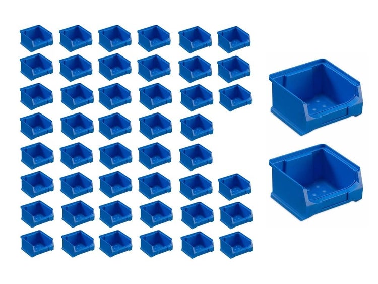 PROREGAL SuperSparSet 48x Blaue Sichtlagerbox 1.0 HxBxT 6 x 10 x 10 cm 0,4 Liter Sichtlagerbehälter