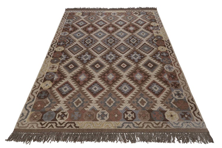 Kelim Teppich Hellbraun aus Wolle Migny Green Looop 240x340 cm