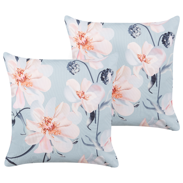 Gartenkissen 2er Set APRICALE Blumenmuster 45 x 45 cm Blau