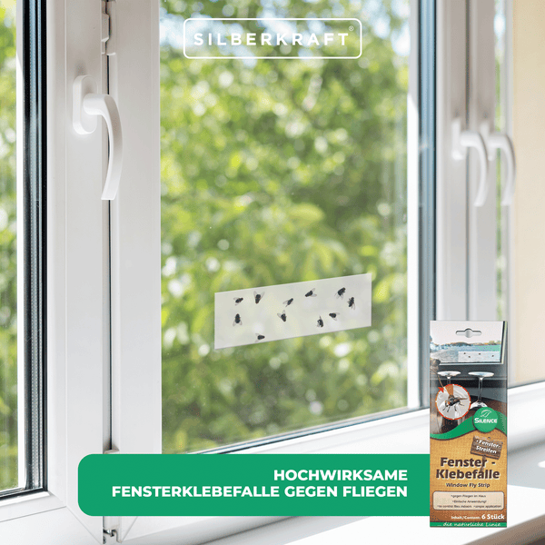 Silence Fenster-Klebefalle – Transparente Insektenfalle für Fenster – Gegen Fliegen, Fruchtfliegen & Mücken – Giftfrei & geruchlos – Unauffällige Fliegenfalle für Innenräume – Einfache Anwendung
