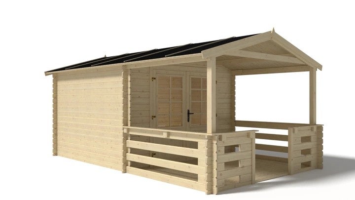 Veranda zum Gartenhaus 3x2 m - Farbe Holz
