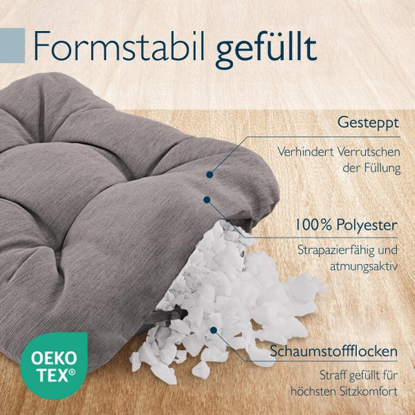 Formstabiles Kissen mit Schaumstoffflockenfüllung und OEKO-TEX Siegel