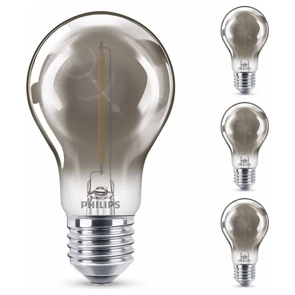 Philips LED Lampe ersetzt 11W, E27 Standardform A60, Grau, warmweiß, 136 Lumen, nicht dimmbar, 4er Pack