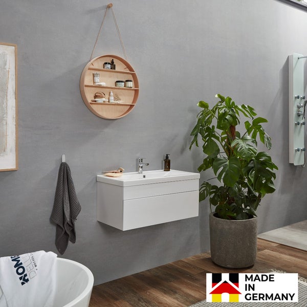 Home Deluxe - Badmöbel-Set - WANGEROOGE BIG Weiß - Small - inkl. Waschbecken und komplettem Zubehör - Breite Waschbecken: ca. 80 cm I Badezimmermöbel Waschtisch Badmöbelset