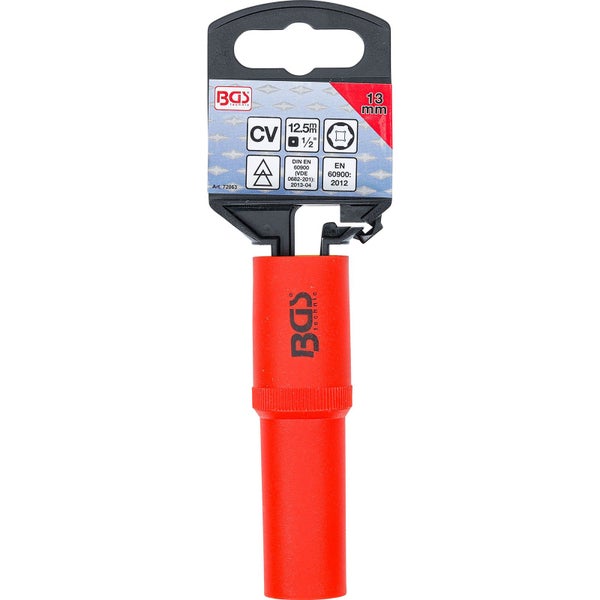 BGS VDE-Steckschlüssel-Einsatz Sechskant Antrieb Innenvierkant 12,5 mm (1/2) SW 13 mm - 72063
