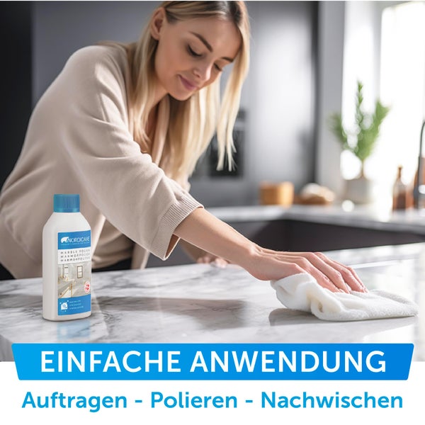Nordicare Marmorpolitur [500ml] zur Pflege von Natur- und Kunststein I Marmor Politur Reinigung, Marmor Pflegemittel I Marmor Reiniger, Marmorpflege, Marmorreinigungsmittel