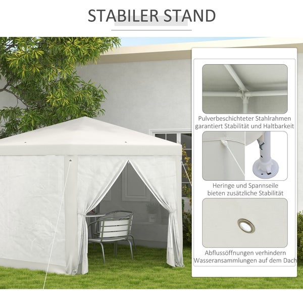 Outsunny Pavillon 4x3m Sechseckig Wasserabweisend Stabil Winterfest Pavillon mit Moskitonetz Partyzelt Gartenzelt mit 6 Seitenteilen Gartenpavillon für Camping Garten, Creme